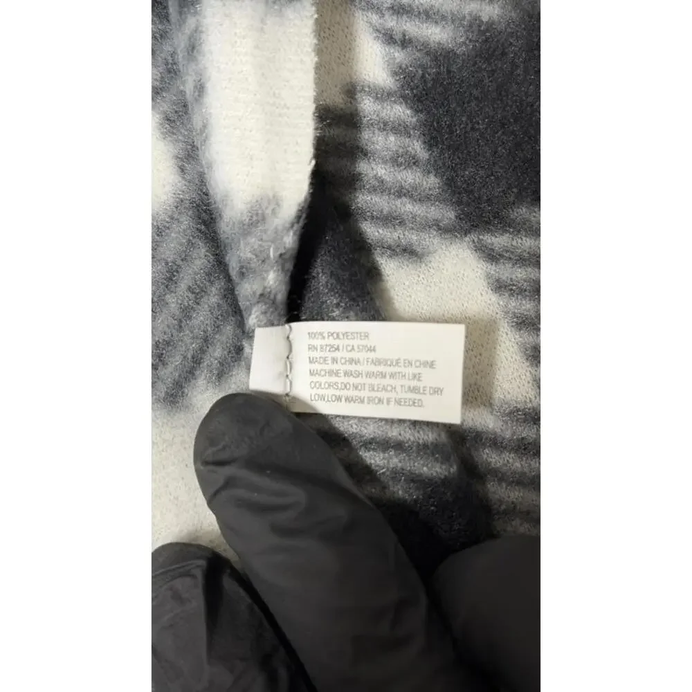 Men's Fleece‎ Scarf Black White Gray Checkered Plaid Warm Winter Fringed New